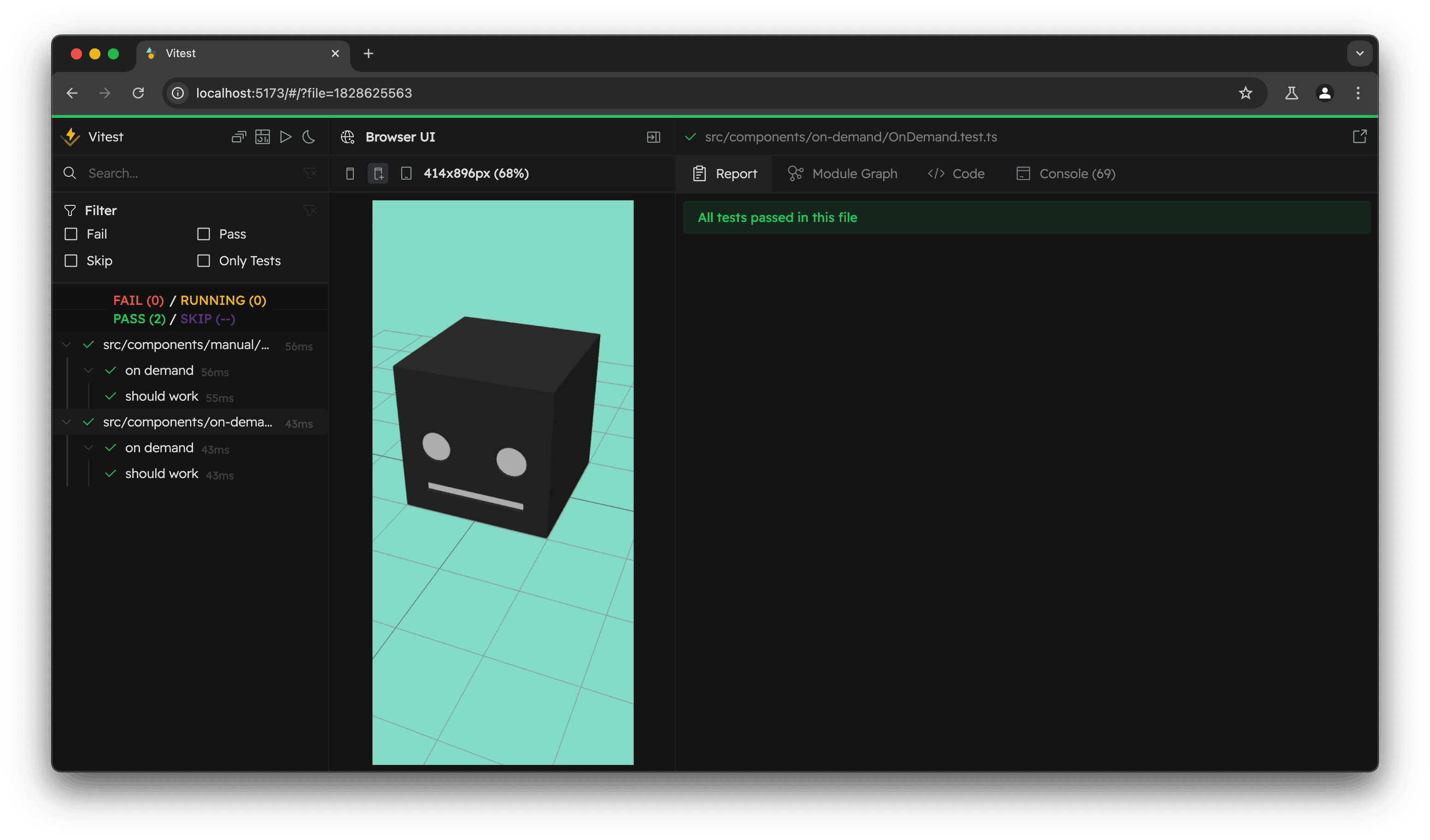 Vitest browser UI