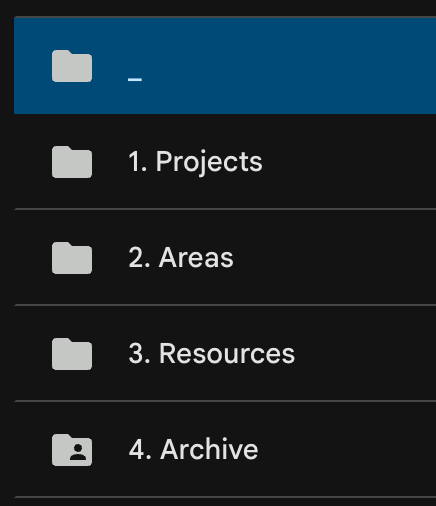 My Google Drive folders following the P.A.R.A method