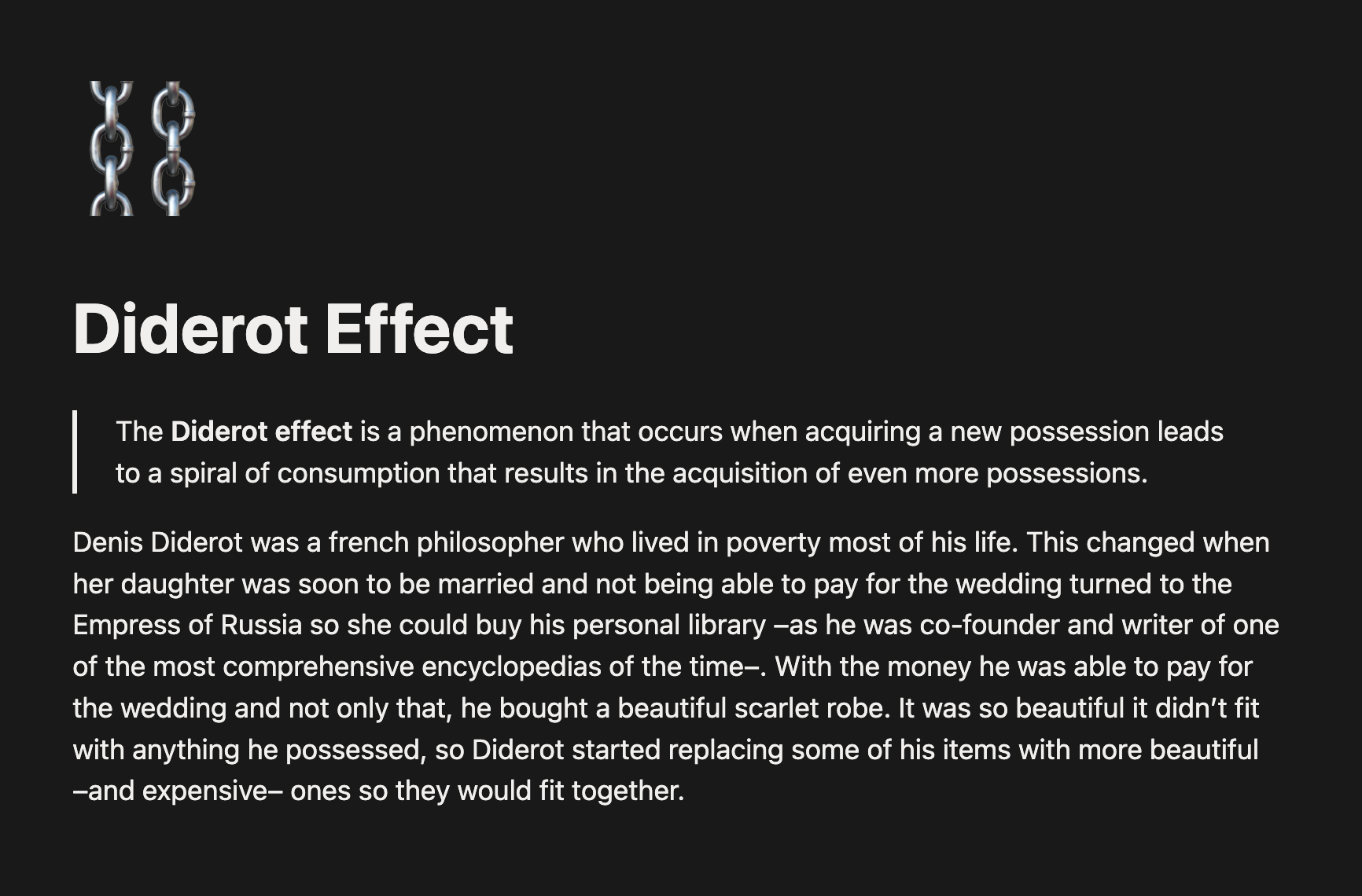 My note about the Diderot effect