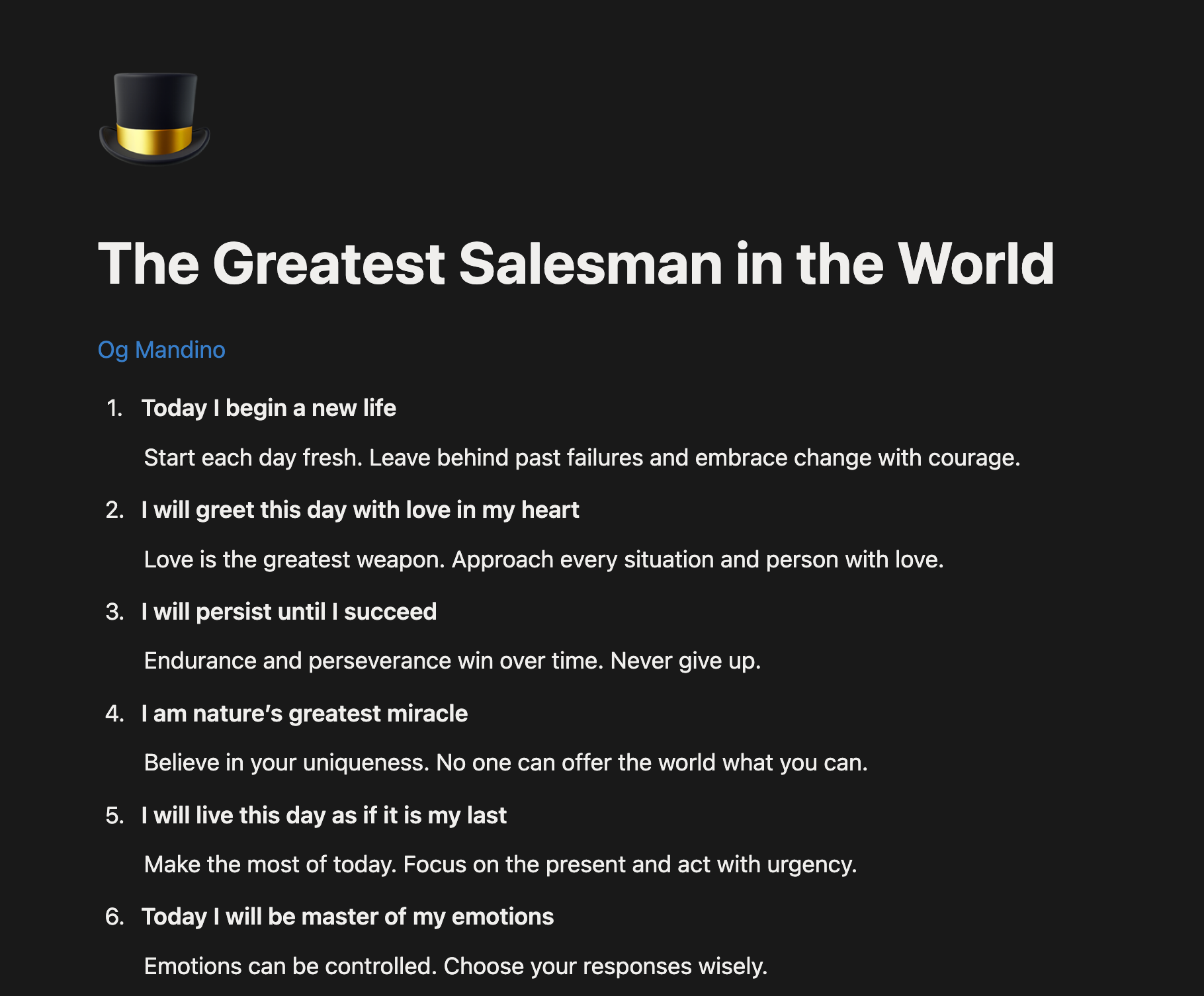 My distilled notes of The Greatest Salesman in the World
