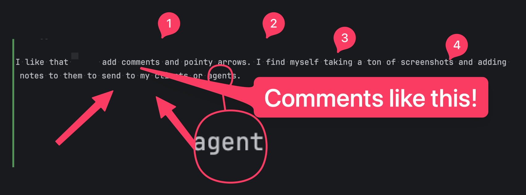 A screenshot annotated with Shottr arrows, pins and comments